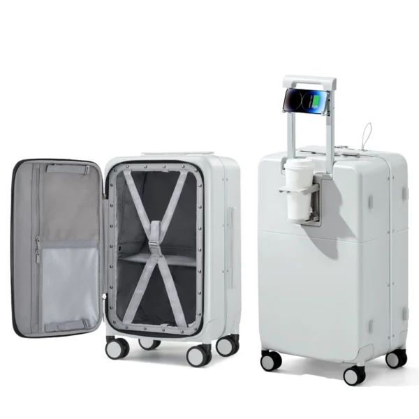 Front Opening Cup Holder USB Luggage