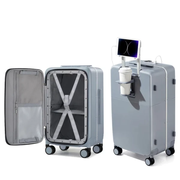 Front Opening Cup Holder USB Luggage