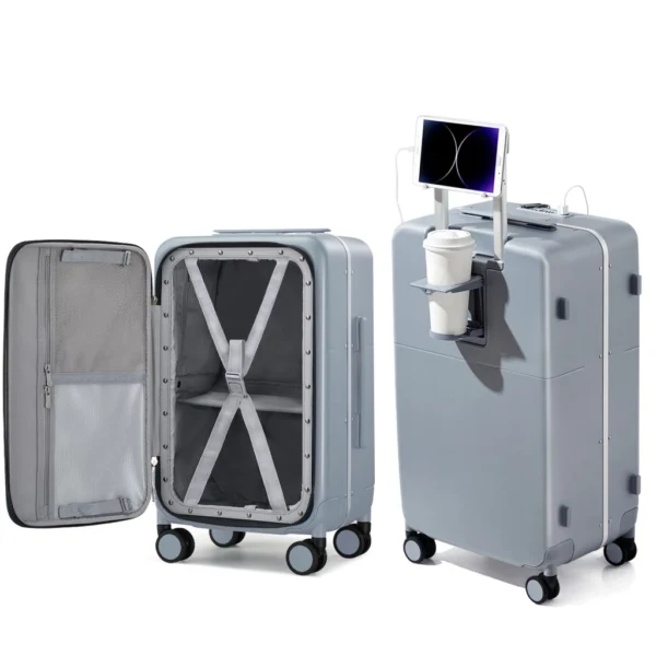 Front Opening Cup Holder USB Luggage