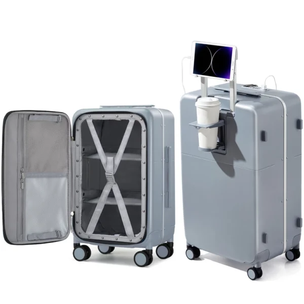 Front Opening Cup Holder USB Luggage